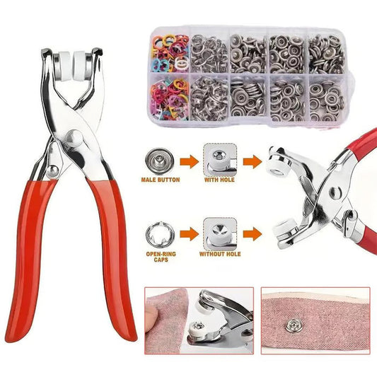 🧵 Sewing Kit with Metal Buttons – Manual Pliers Tool Included