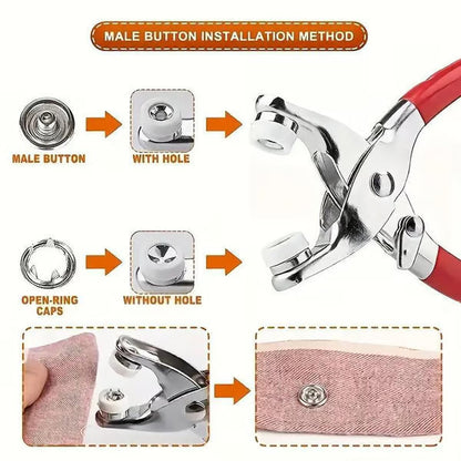 🧵 Sewing Kit with Metal Buttons – Manual Pliers Tool Included