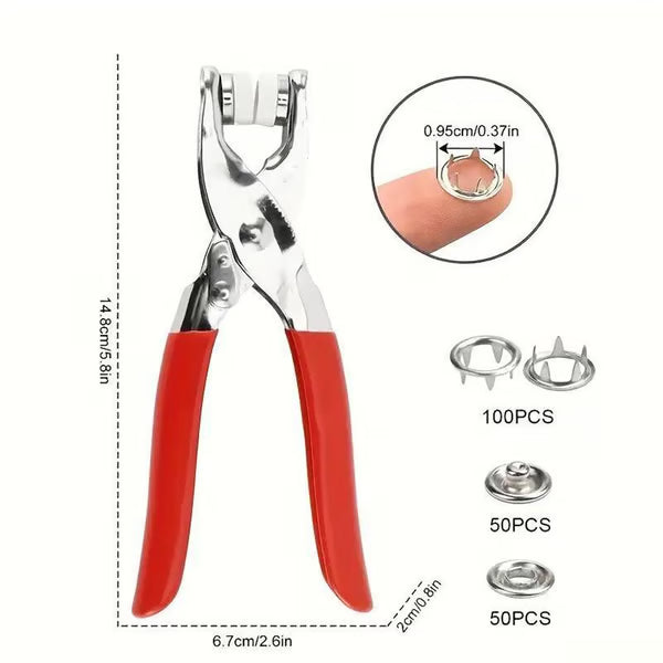 🧵 Sewing Kit with Metal Buttons – Manual Pliers Tool Included