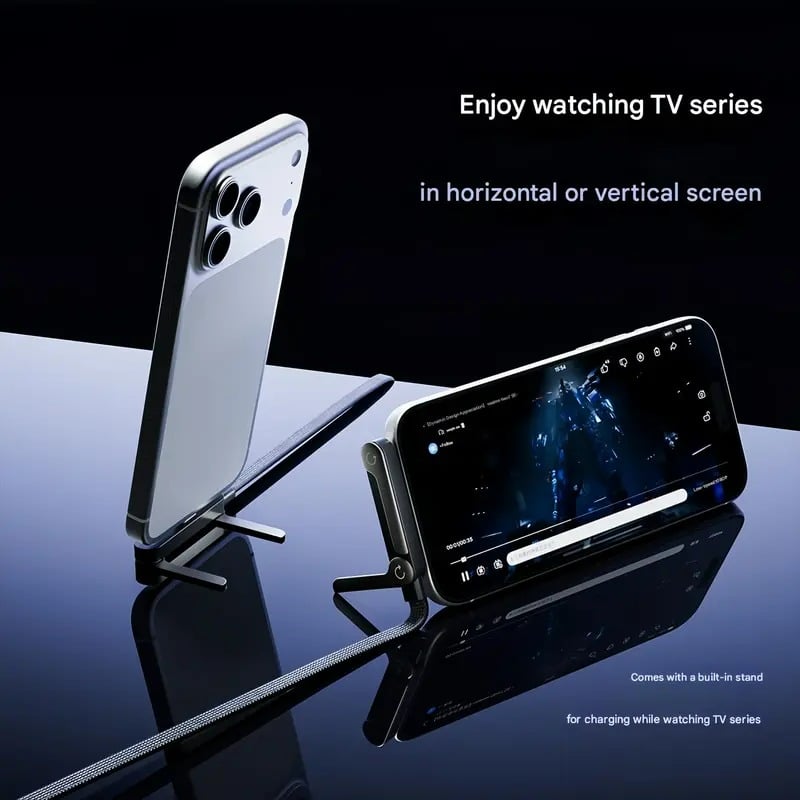 🎁 Christmas Early Sale 🔥 2-in-1 Braided Fast Charge Cable With Built-in Phone Stand