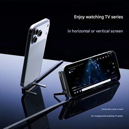 🎁 Christmas Early Sale 🔥 2-in-1 Braided Fast Charge Cable With Built-in Phone Stand