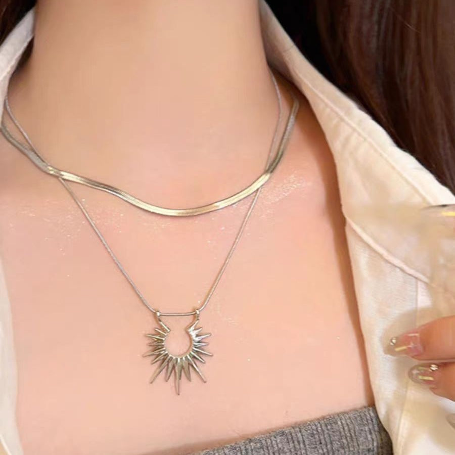 Double-Layer Sunflower Snake Chain Necklace