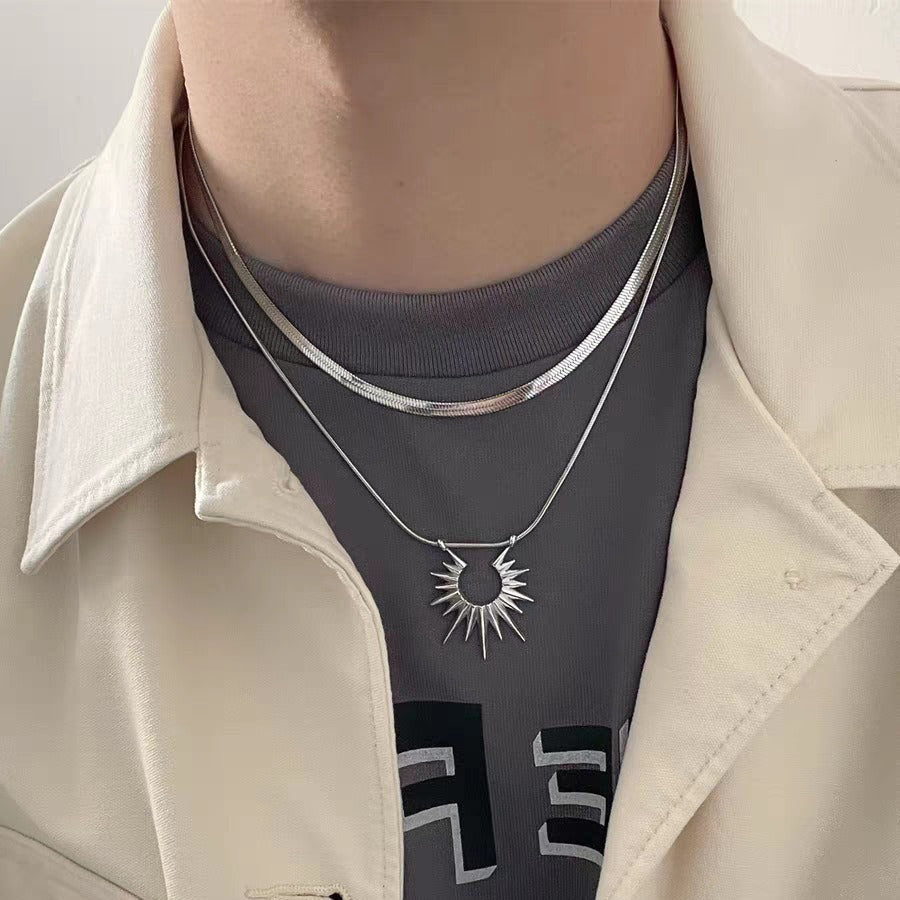 Double-Layer Sunflower Snake Chain Necklace