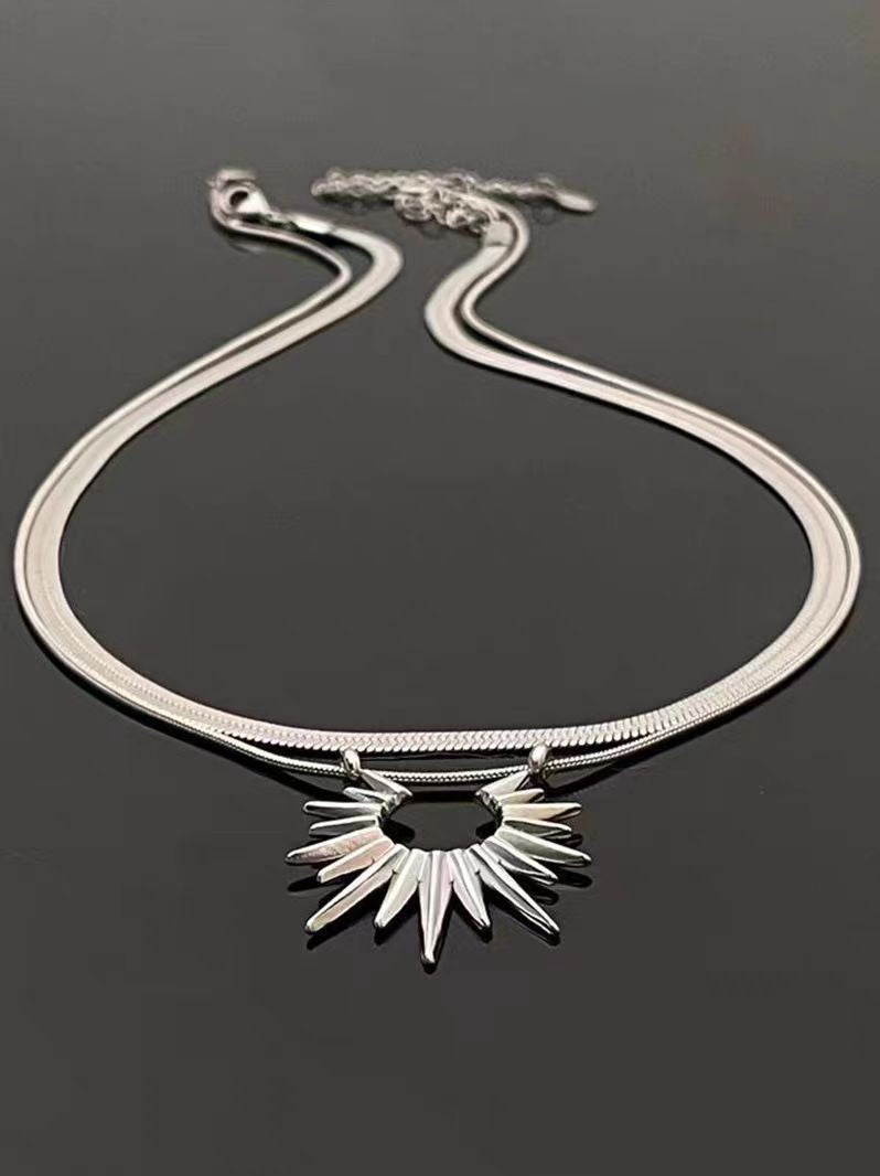Double-Layer Sunflower Snake Chain Necklace