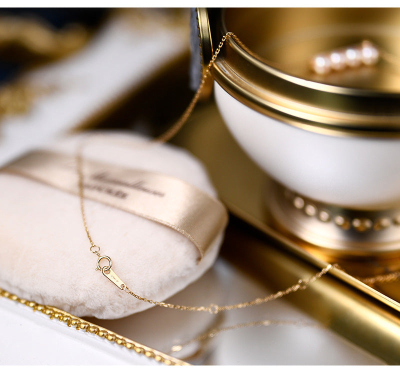 Balanced Falling Sound Vacuum Gold Zircon Pearl Balance Beam Clavicle Chain