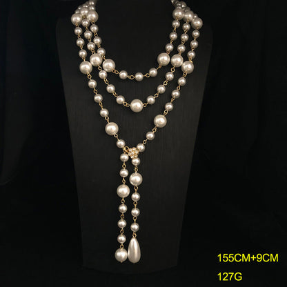 Glazed Glass Pearl Long Necklace