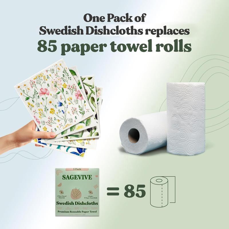 Swedish Dishcloths for Kitchen & Cleaning | 5 Pack